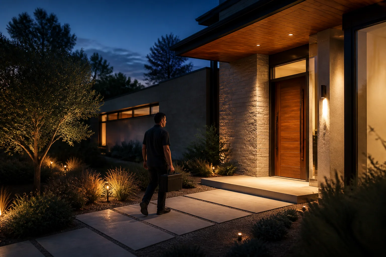 Illustrated Palo Alto locksmith preparing entry-service tools